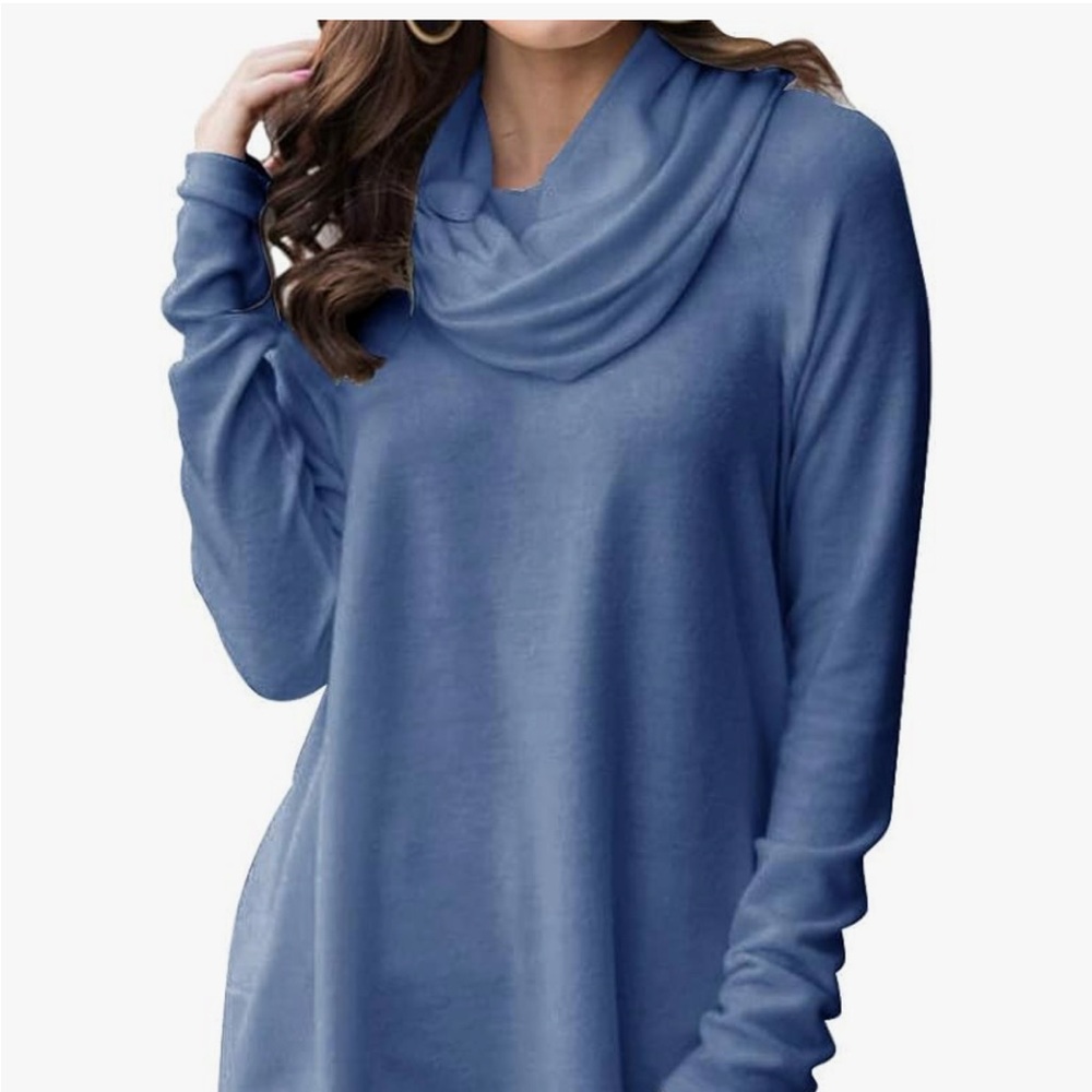 Blue Cowl Neck Sweater